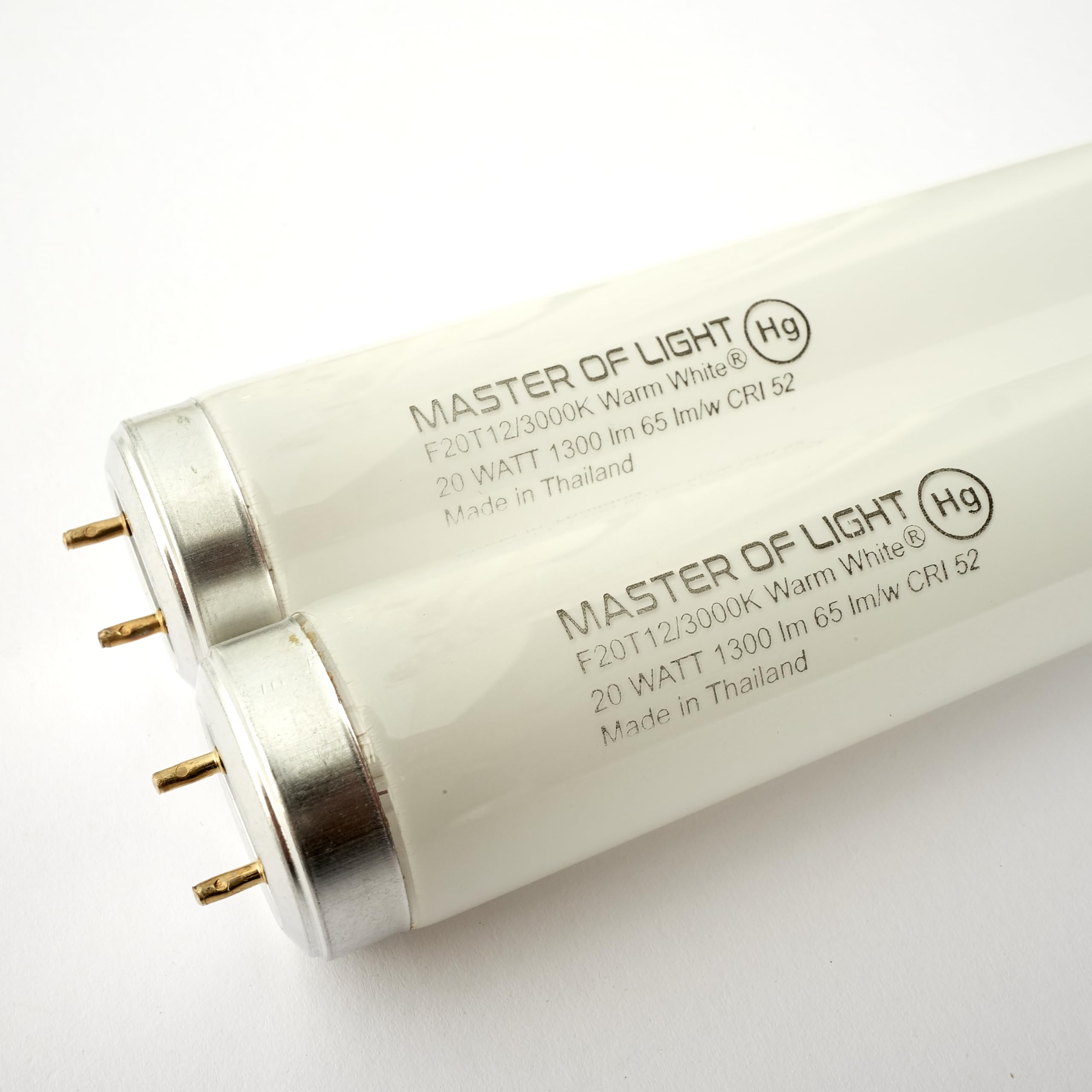 Master Of Light F20T12 soft warm white 3000K, 1200-lumen output for bright, comfortable spaces.