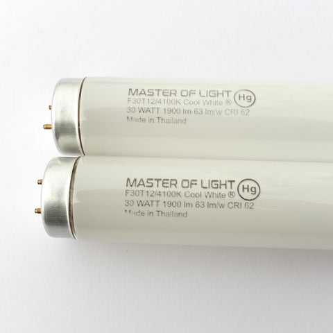 Master Of Light F30T12-CW 2-pack front view with cool white illumination