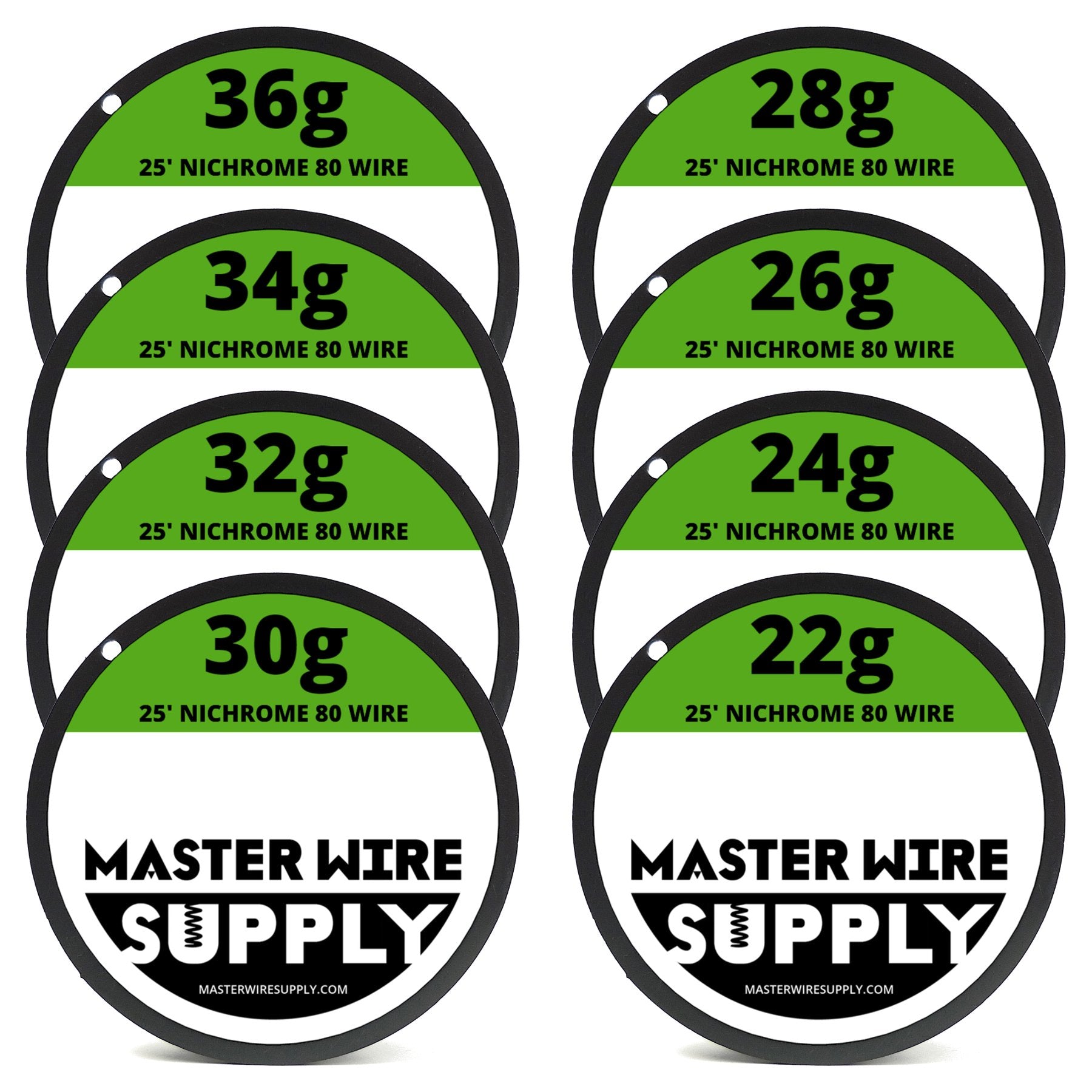 Master Wire Supply Nichrome 80 22ga 25ft spool for consistent heat in DIY projects.