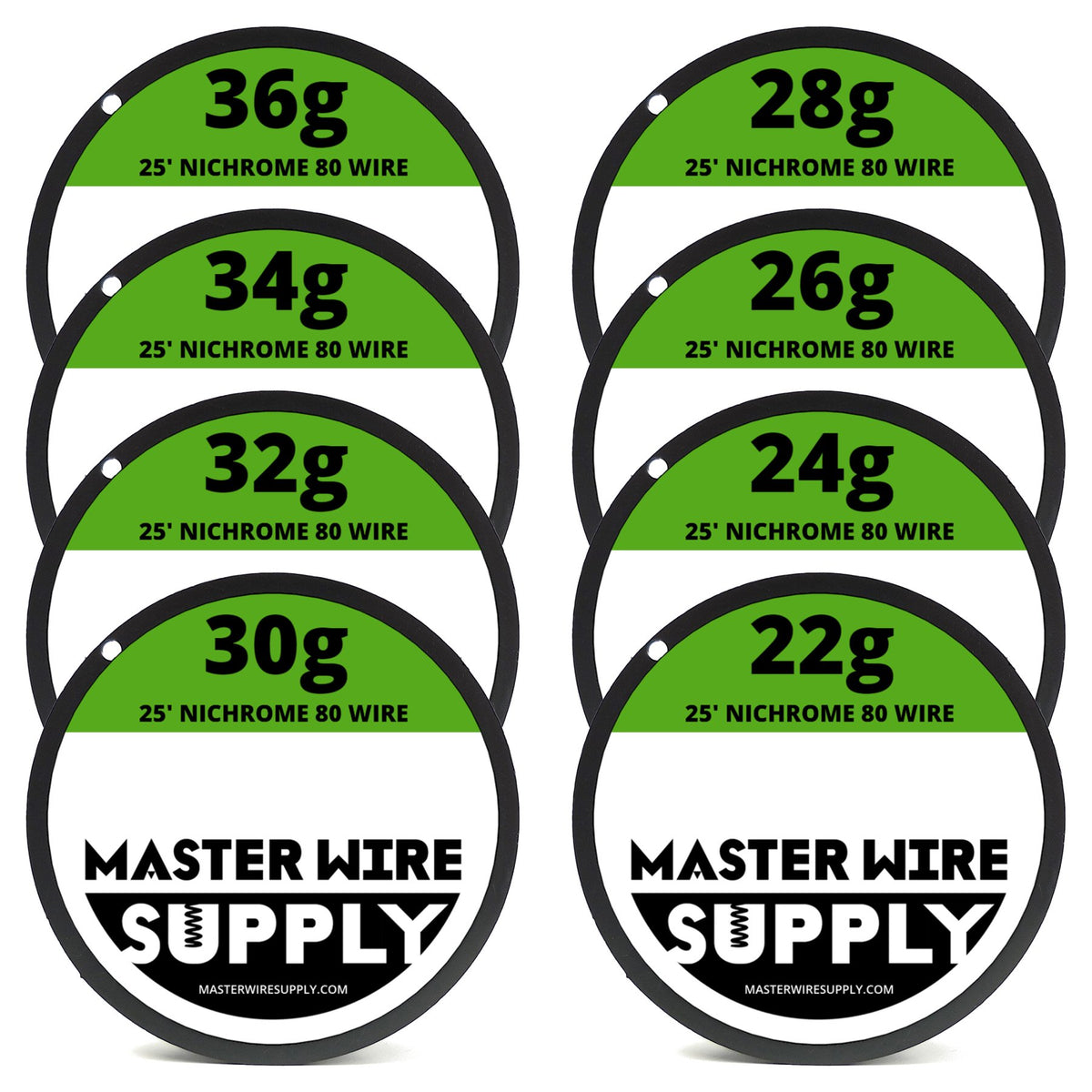 Master Wire Supply Nichrome 80 22ga 25ft spool for consistent heat in DIY projects.