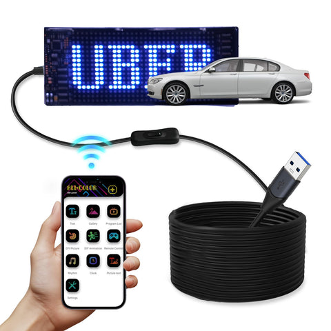MasterAkoh LED Sign 7x3 on dashboard for clear vehicle messaging.