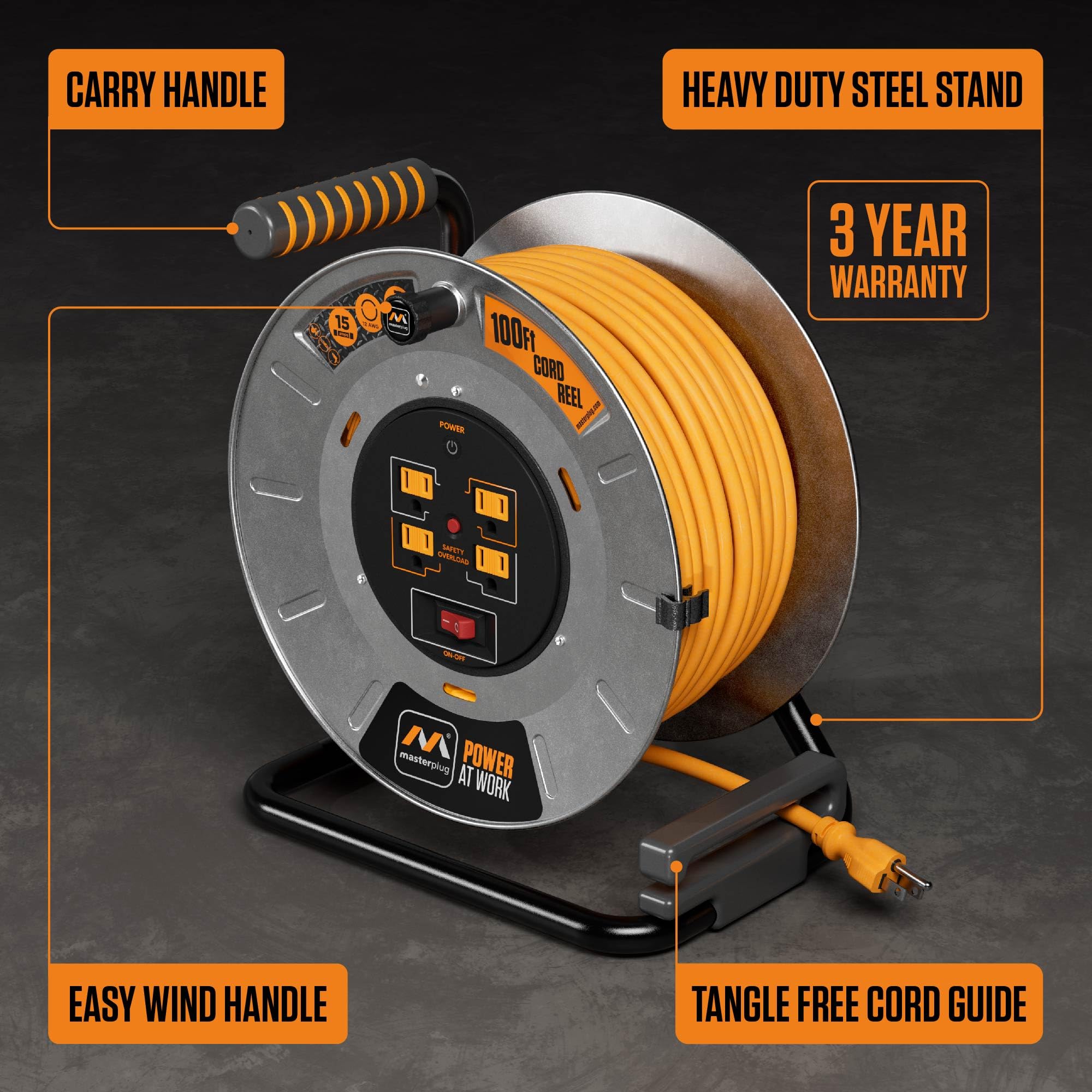 Masterplug cord guide shows tidy winding for safe storage