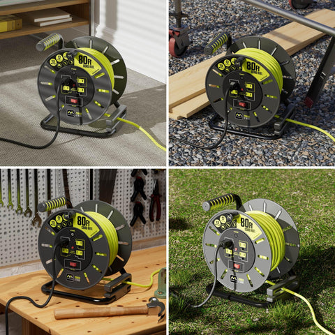 Masterplug high-visibility cable aids safe positioning in busy workspaces.