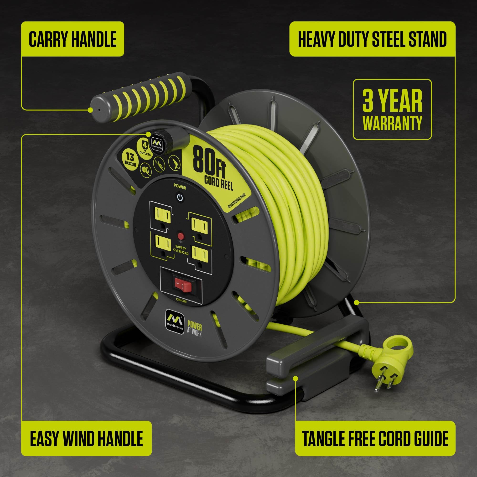 Masterplug safety overload breaker protects circuits while you work with multiple tools.
