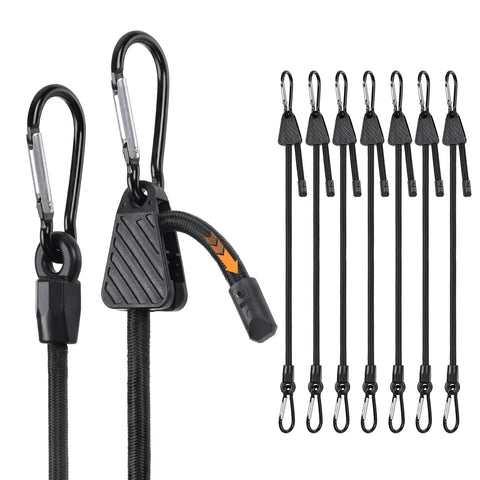 Masterwise 8PCS adjustable bungee cords length adjustment enables versatile cargo securing.