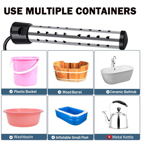 Mastwinsear 2000W heater in a plastic bucket for 5 gal use.