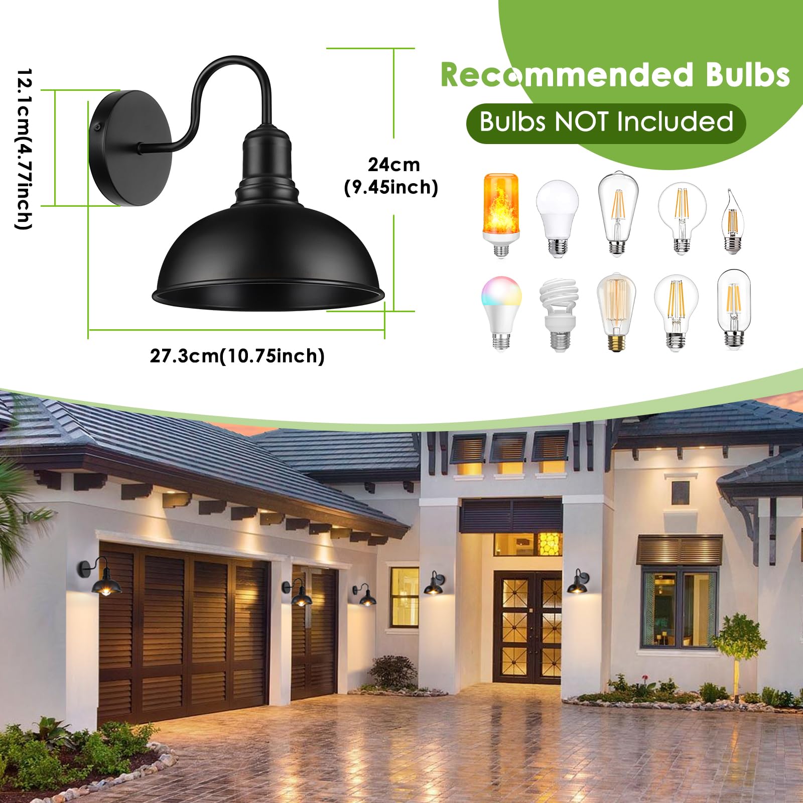 MATAMEYE barn light closeup highlights curved top cap and vintage farmhouse charm.