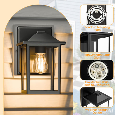 MATAMEYE outdoor wall lantern suitable for garage, patio, garden use.