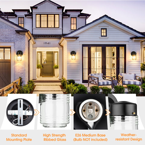 Two-pack MATAMEYE wall lanterns for cohesive curb appeal