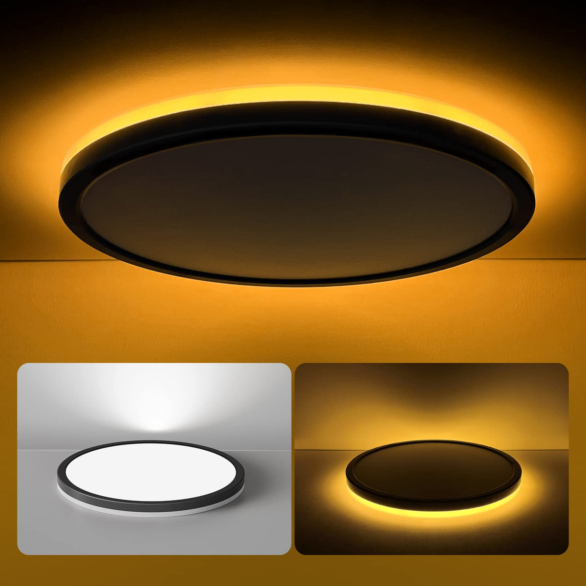Matane 12-inch LED flush mount ceiling light in black with bright, energy-efficient illumination