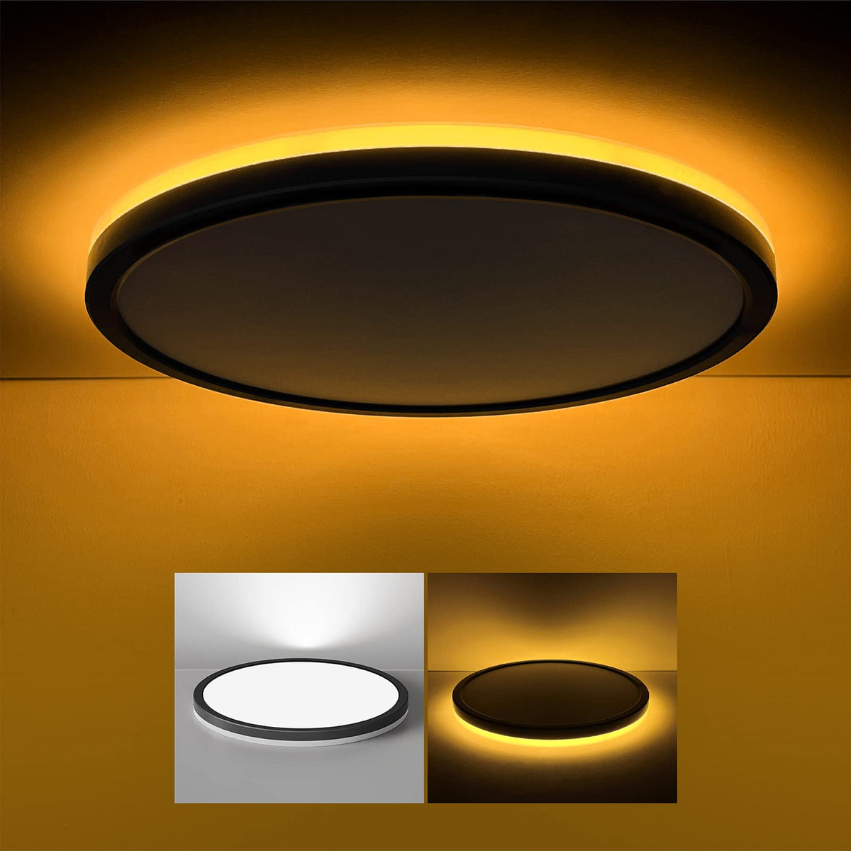 Matane 12in LED flush mount front view for sleek, space-saving living room lighting