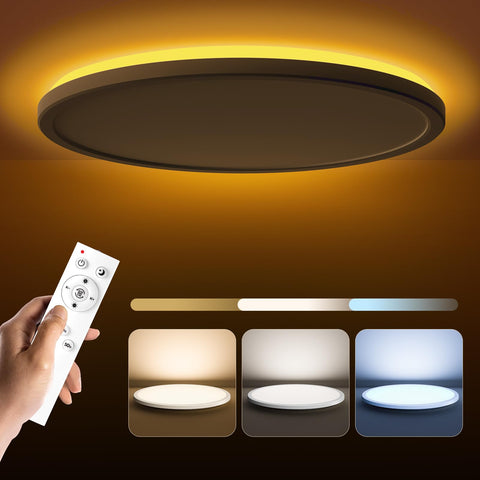 Matane 15-4in LED flush mount with remote in a modern bedroom for night use