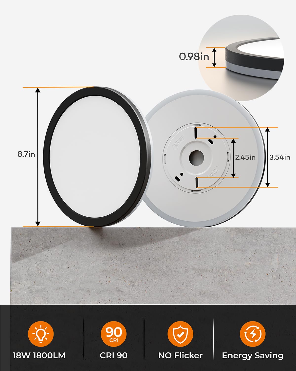 Matane ultra-thin 0.98-inch profile suits low ceilings and clean aesthetics.