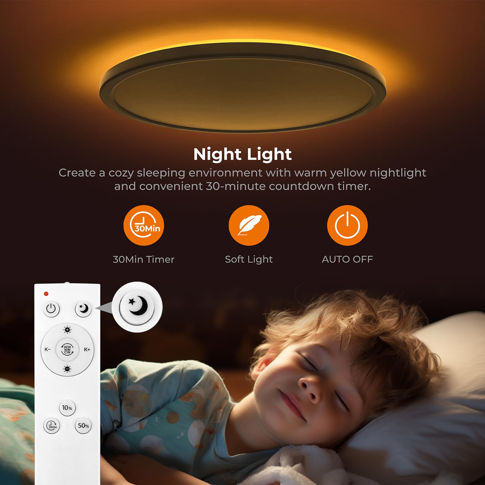 Matane 30-minute timer backlight supports peaceful pre-sleep lighting