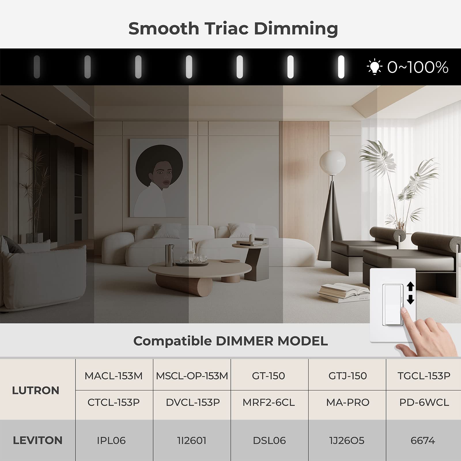 Matane dimmable LEDs adjust brightness smoothly for any mood.