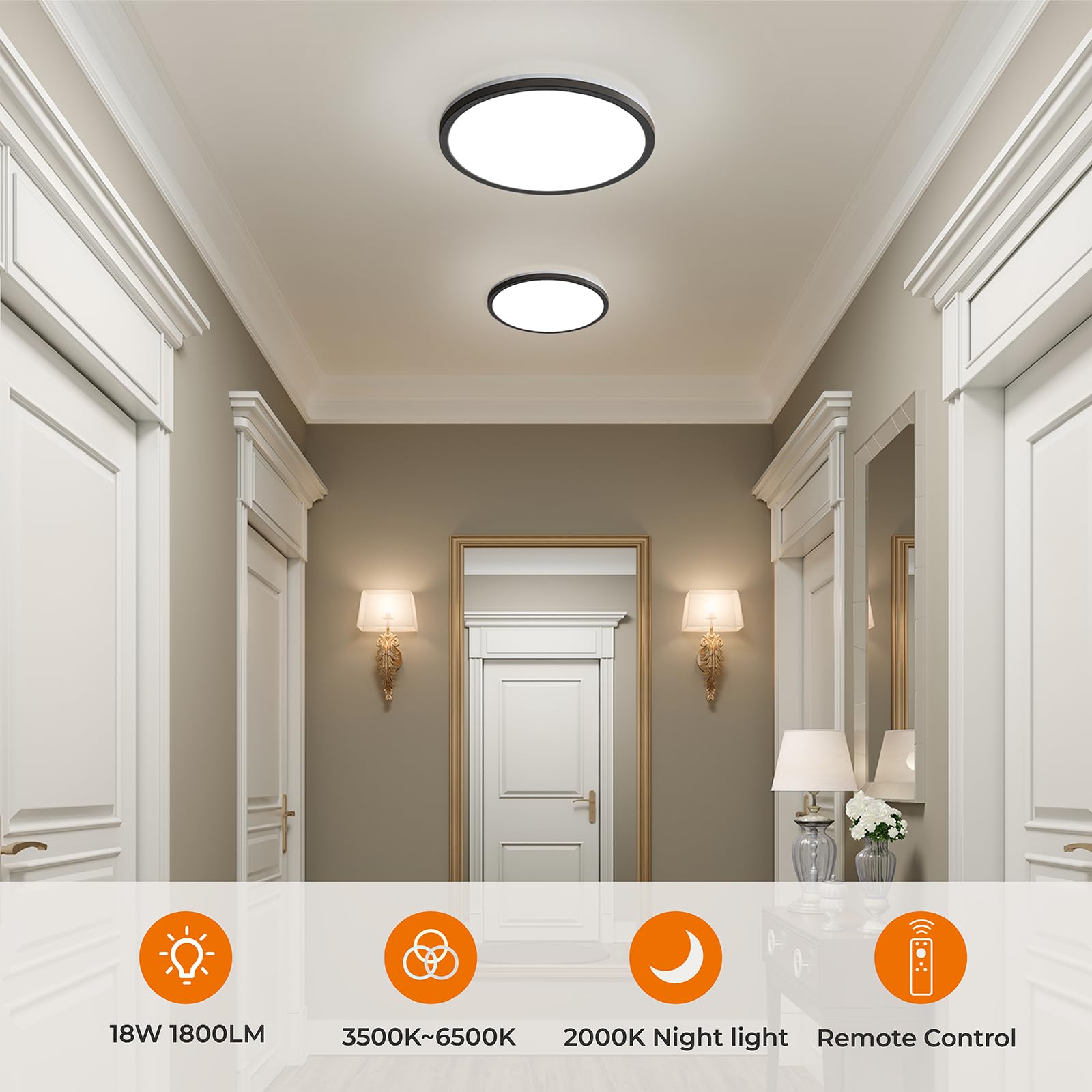 Matane dimming remote enables smooth brightness control across settings.