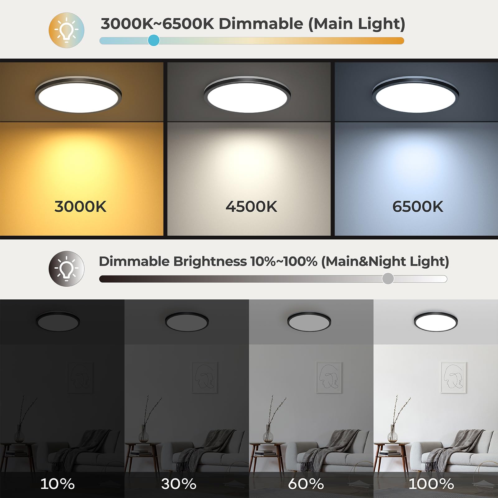 Matane nightlight backlight at 2000K creates cozy bedroom ambience.