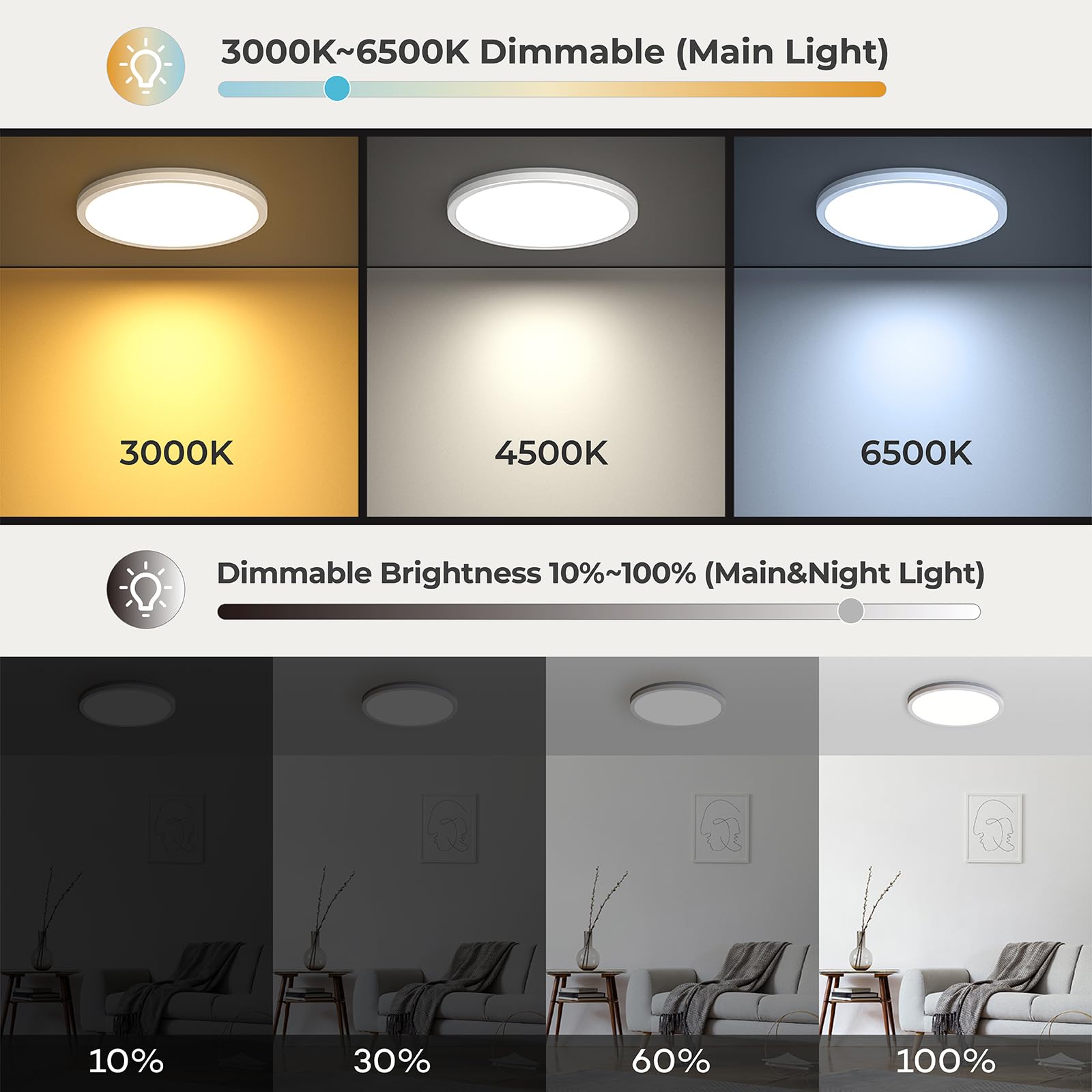 Matane back night light provides a gentle 2000K glow for bedtime comfort