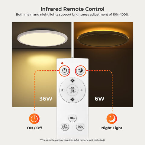 Matane remote-control ceiling light for easy brightness and color tuning