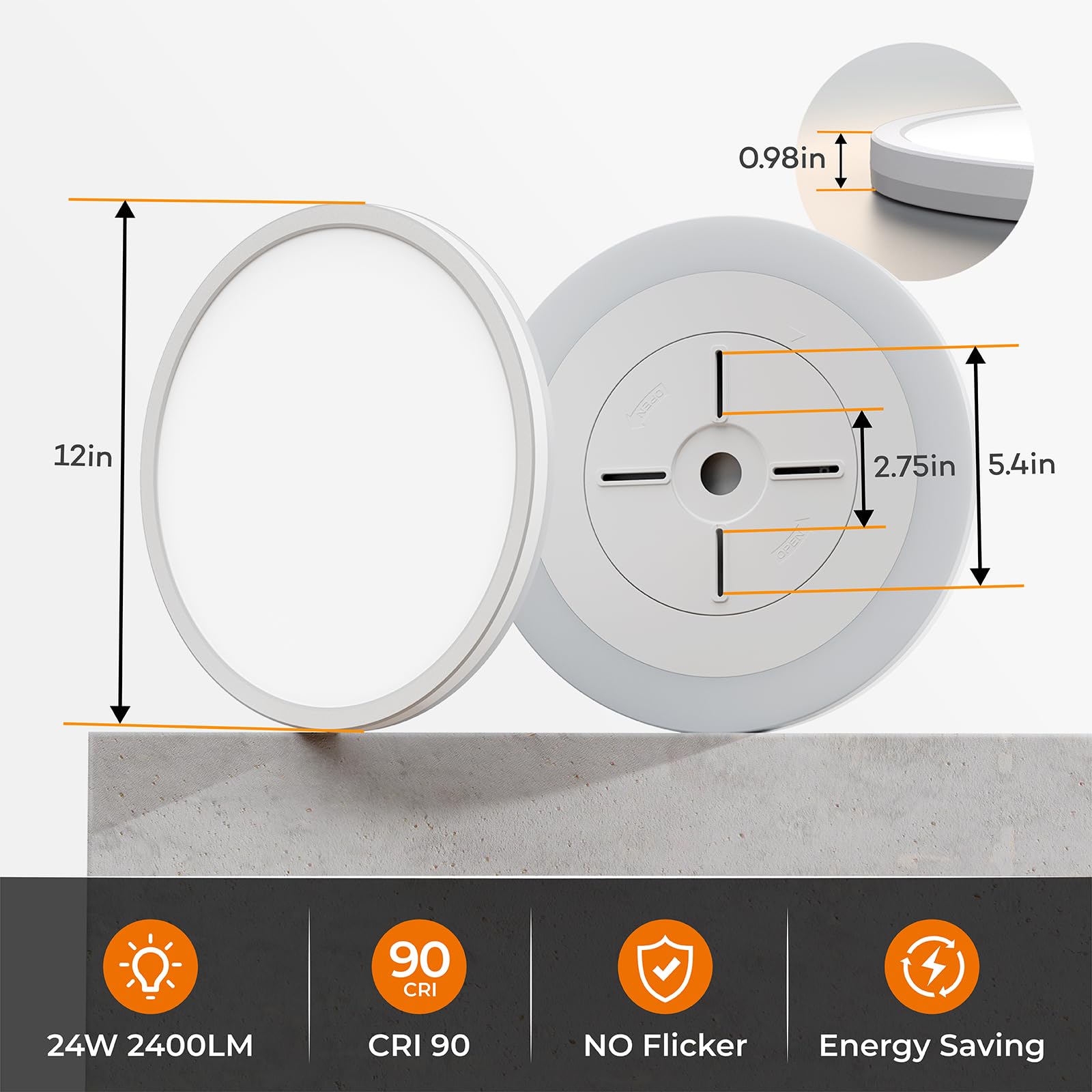 Matane round white ceiling light blends with modern interiors.
