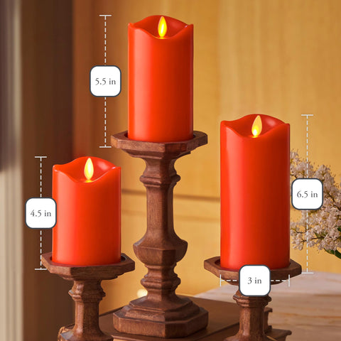 Matchless Candle Co. by Luminara 6.5-inch pillar in bright red finish for stylish decor.