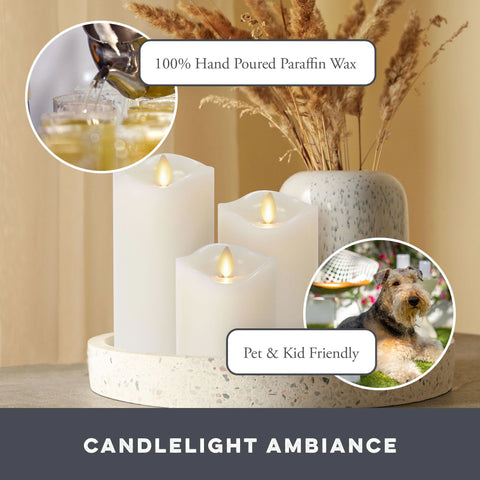 Matchless Candle Co. melted-edge design adds authentic candle appeal.