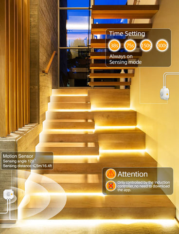 MATICOD stairs and kitchen lighting strip adds subtle task lighting