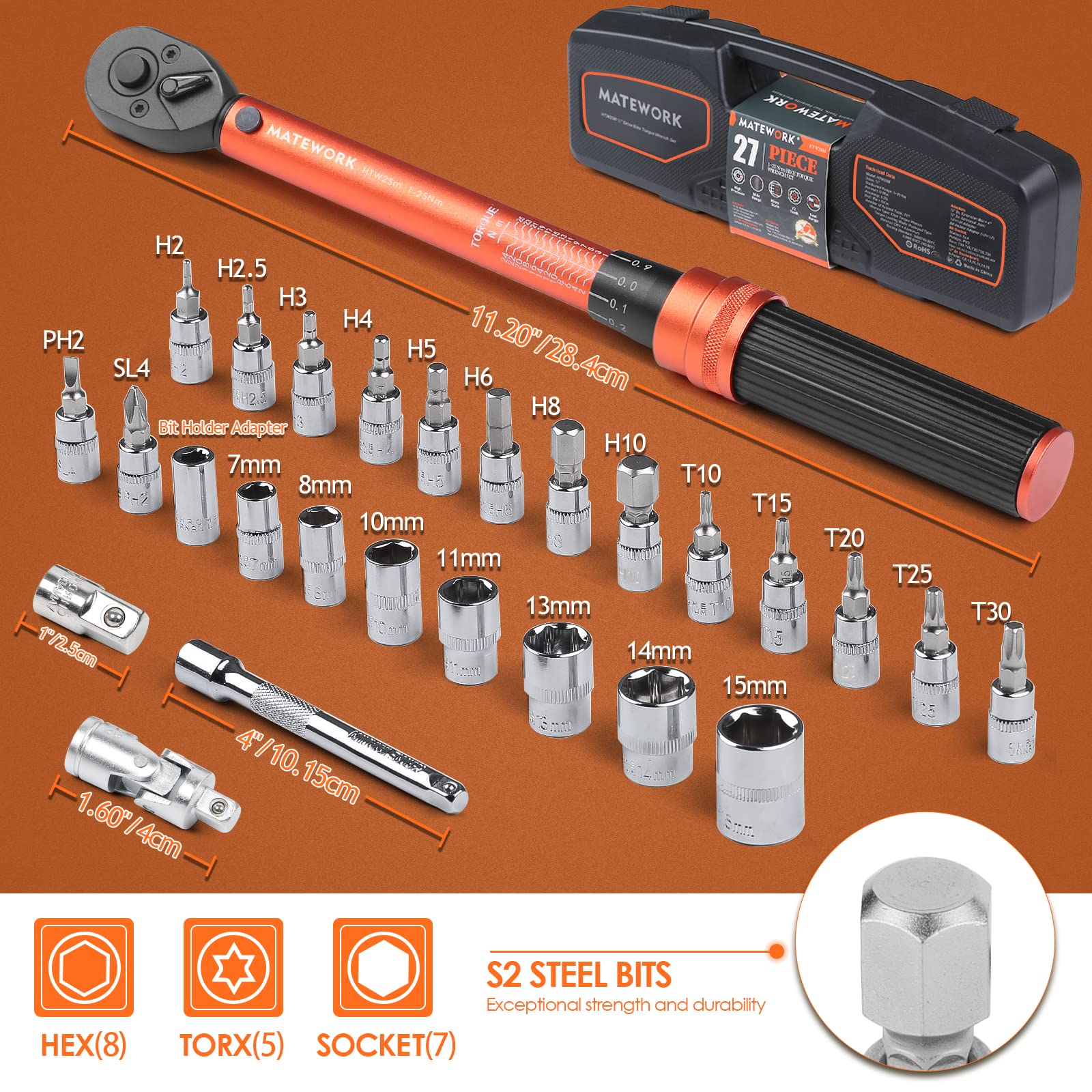 Matework 27-piece bike tool set with case for all-in-one maintenance