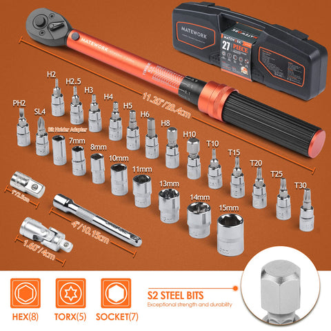 Matework 27-piece bike tool set with case for all-in-one maintenance