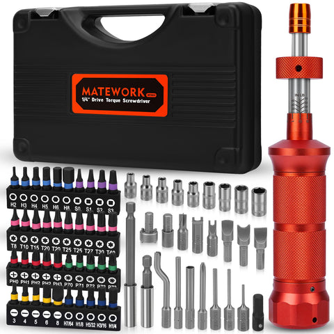Matework 68Pcs torque set with precision scale for accurate tightening.