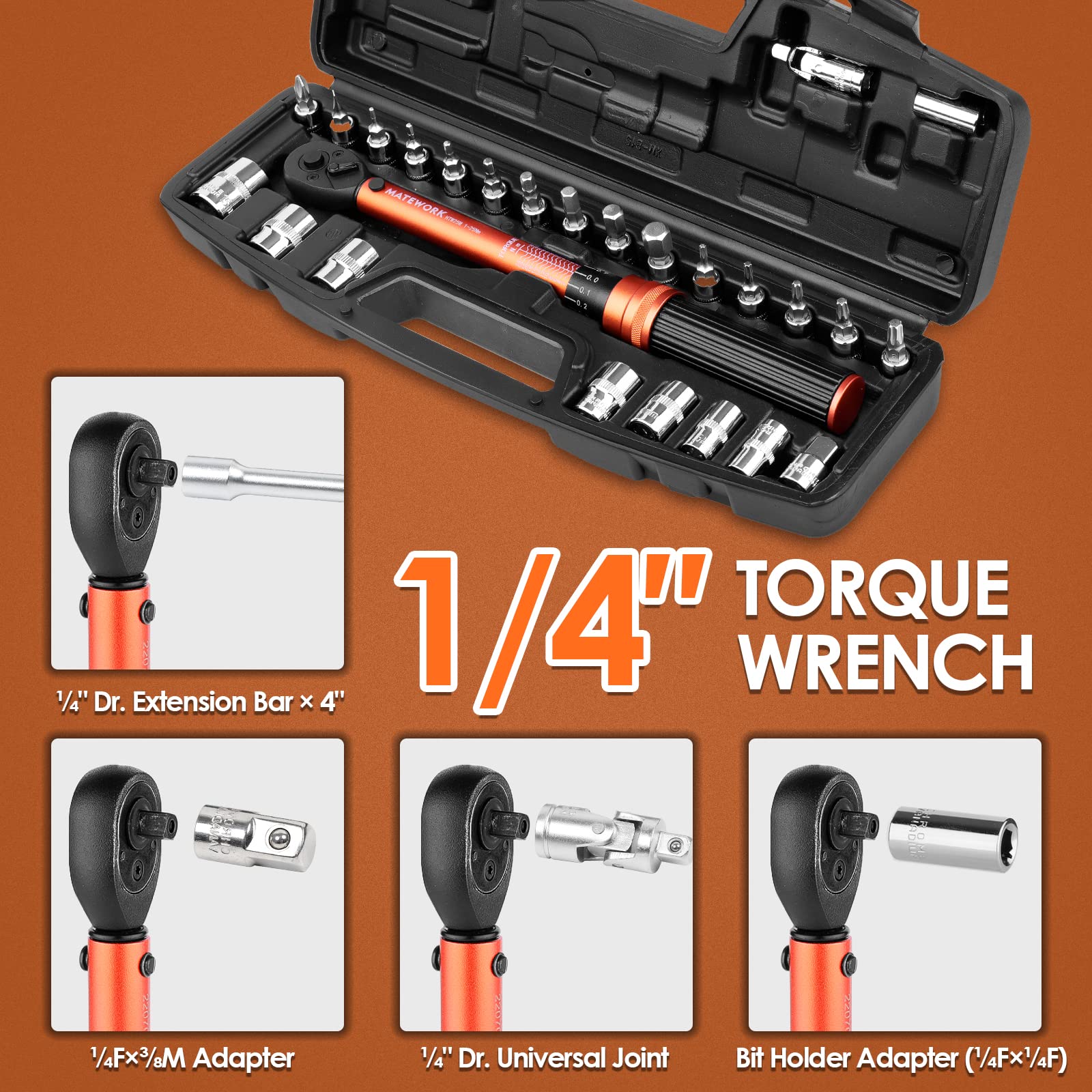 Matework extension bar and universal joint reach hidden bolts easily