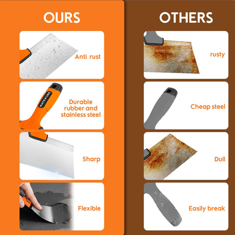 Matework 1-inch putty knife with ergonomic grip for precise smoothing.