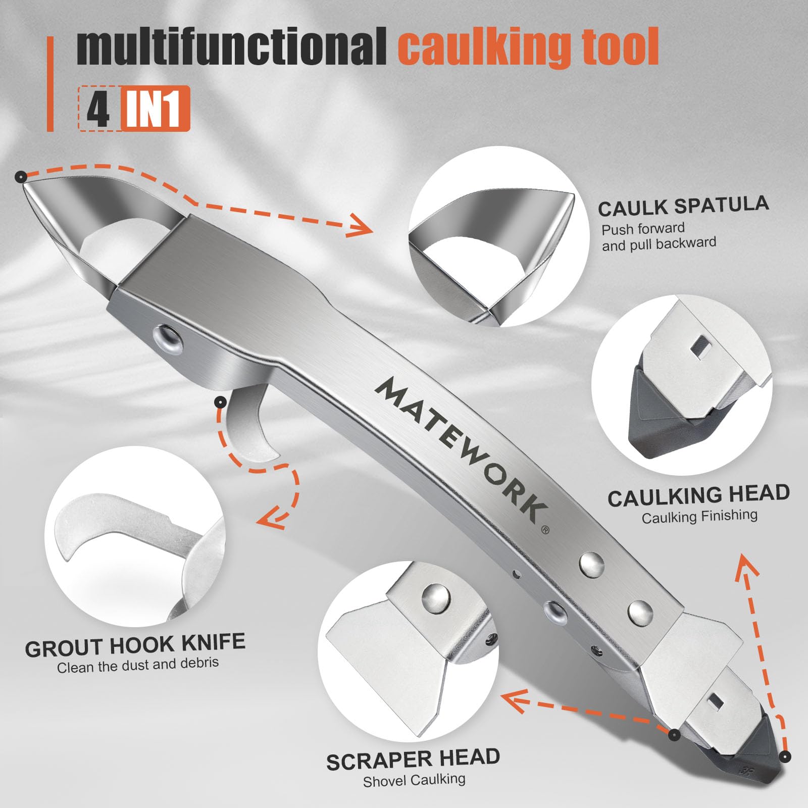 Matework stainless steel caulk remover stays sharp and rust-free