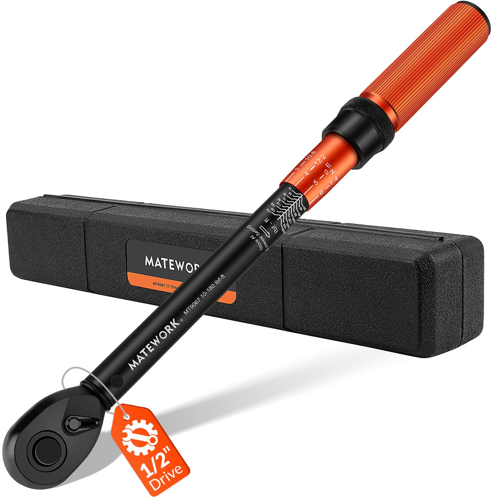 Matework 1/2 inch drive torque wrench with dual ranges for precise tightening.