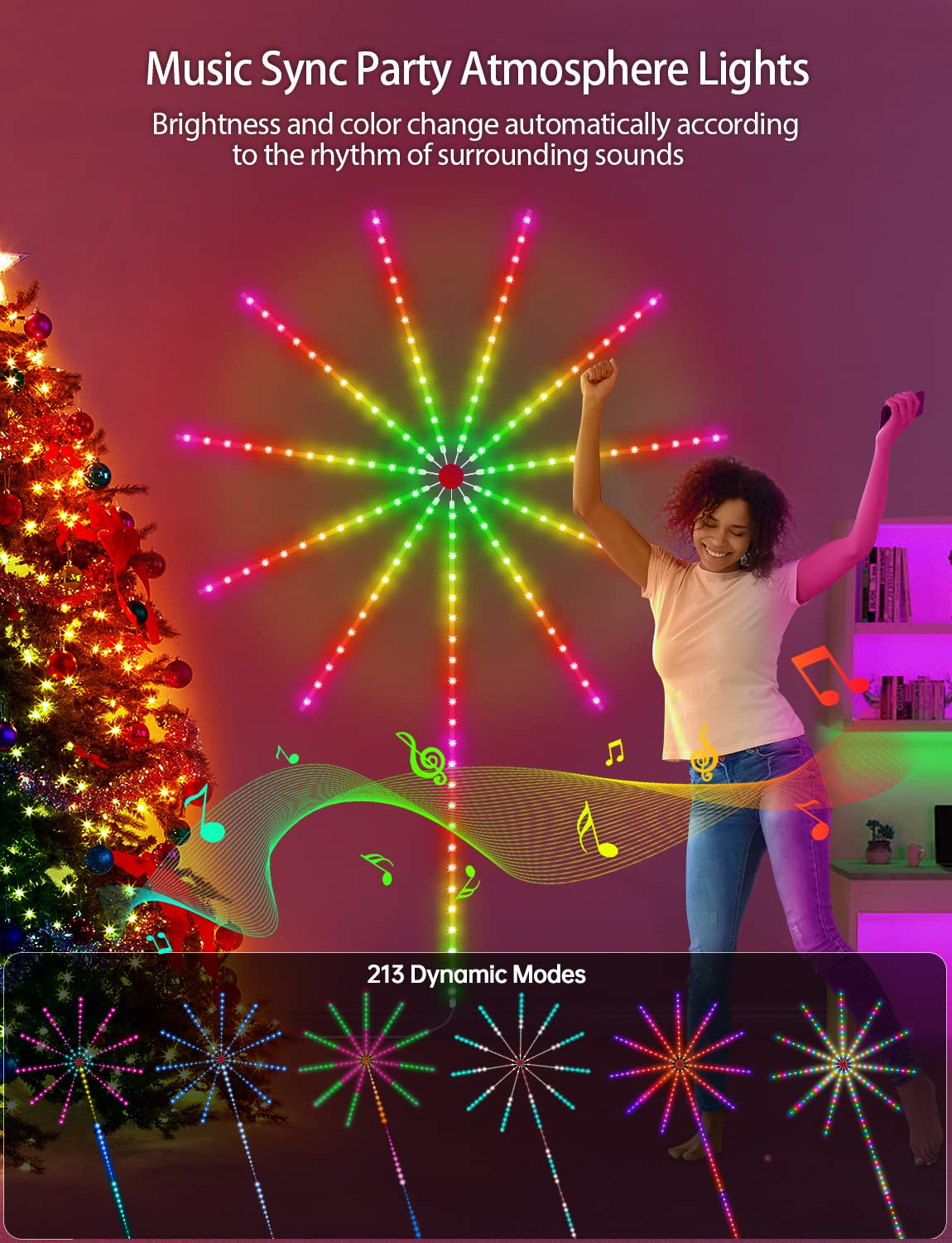 MATICOD LED strip with music sync for immersive ambient lighting.