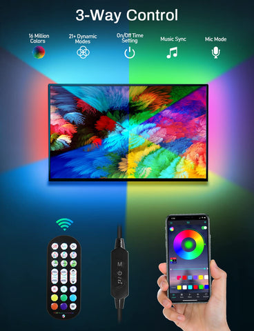 MATICOD RGB LED strip behind a TV enhances colors and depth.