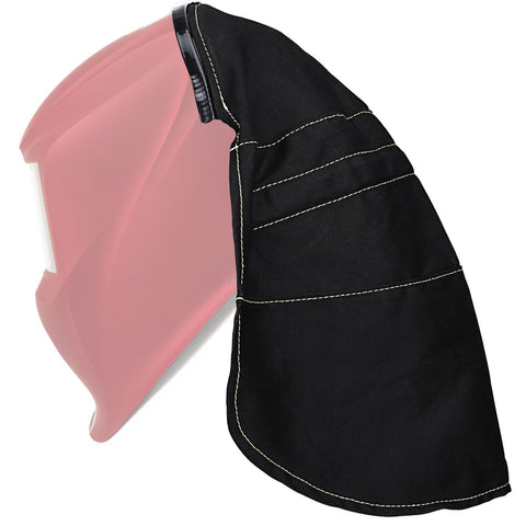 MATINA welding hood cover extended wrap-back view for full neck protection against sparks and spatter.