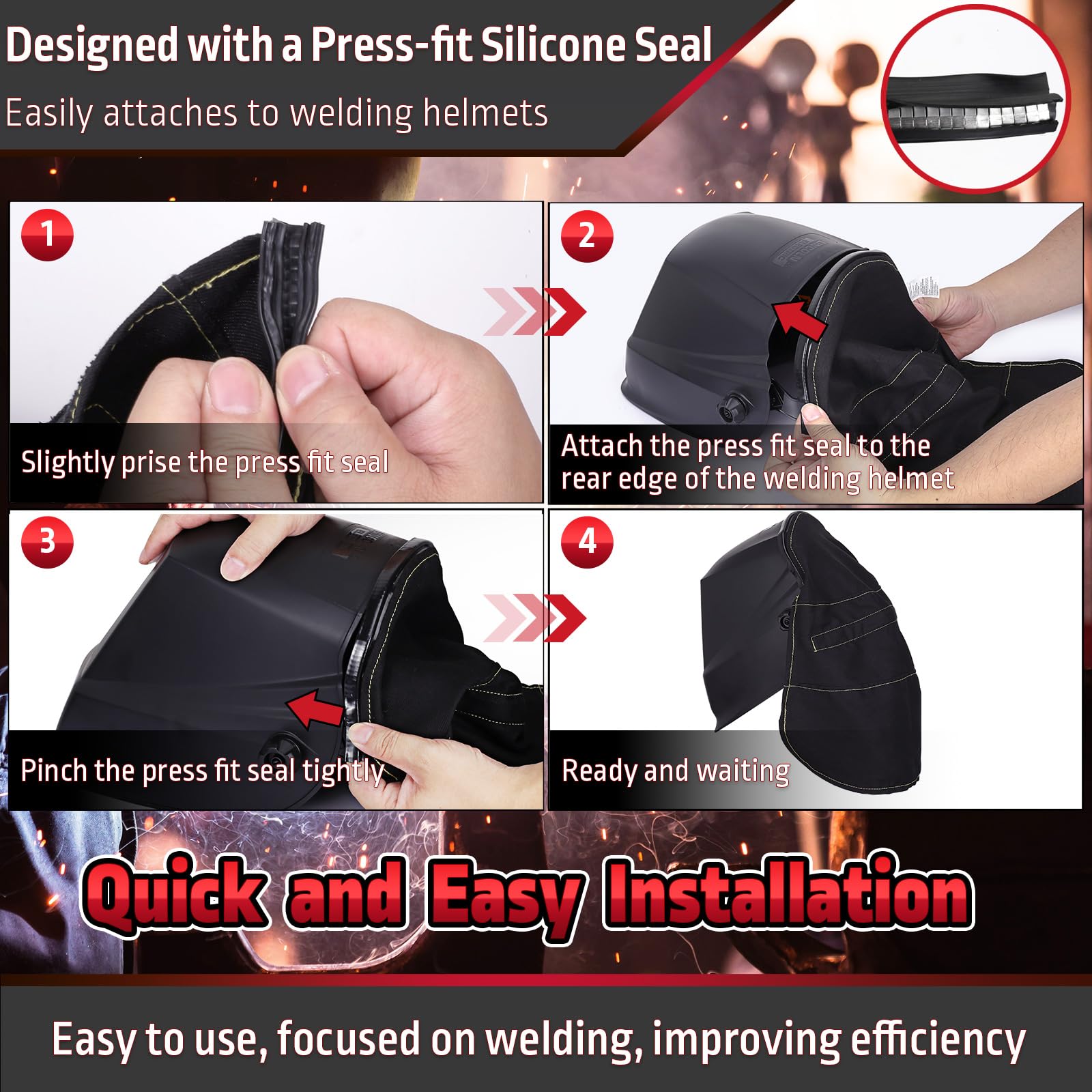 MATINA FR cotton welding hood cover close-up shows soft, skin-friendly material.