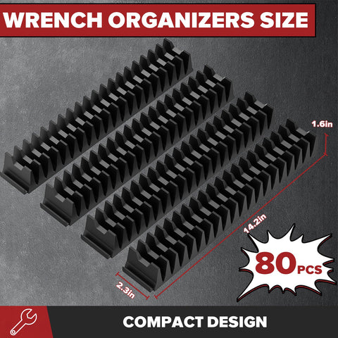Matscover modular wrench rack system keeps tools neatly arranged in a drawer.
