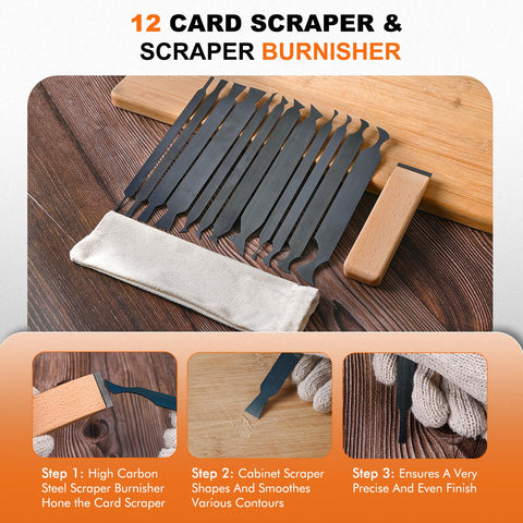 Matscover precision card scrapers held in hand for controlled detail work