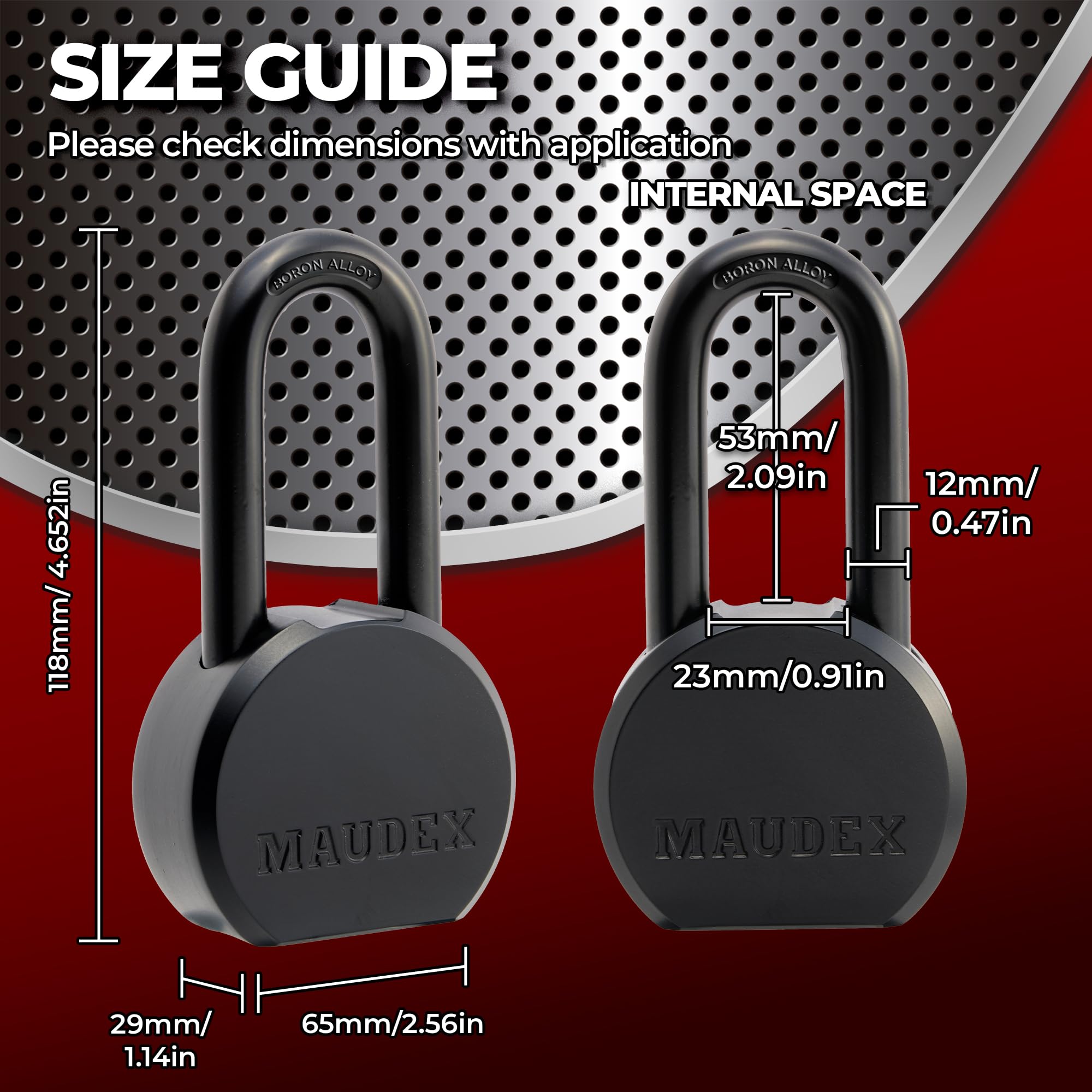 Maudex PME65 boron shackle provides high resistance to cutting attempts.