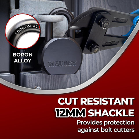 Maudex PML65 all-weather padlock suitable for outdoor storage and gates.