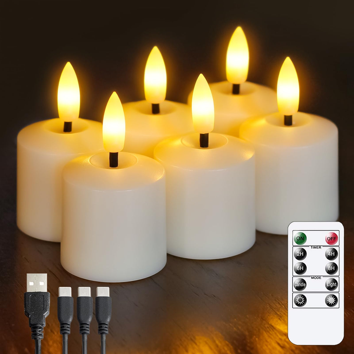 Mavandes rechargeable tealight showing charging status for extended use