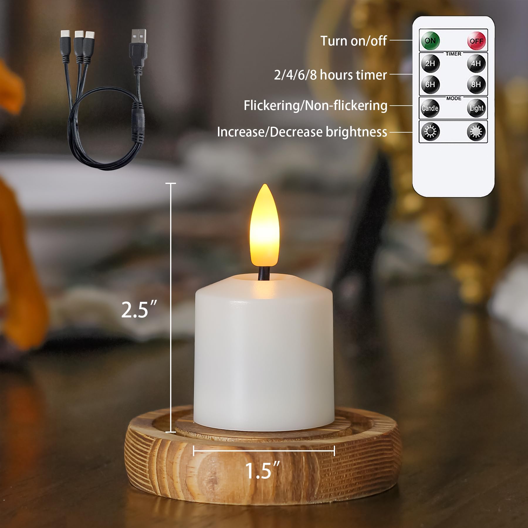 Mavandes tealights displaying four timer options for daily cycles