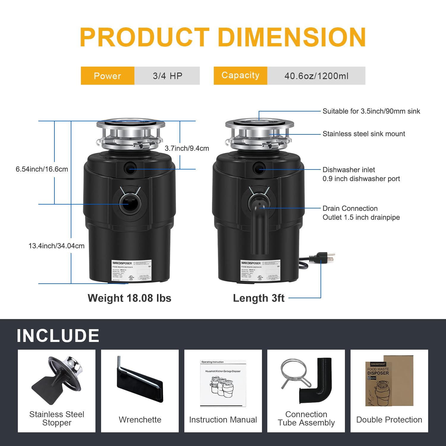 MAX DISPOSER 4-stage grinding handles tough kitchen waste effectively