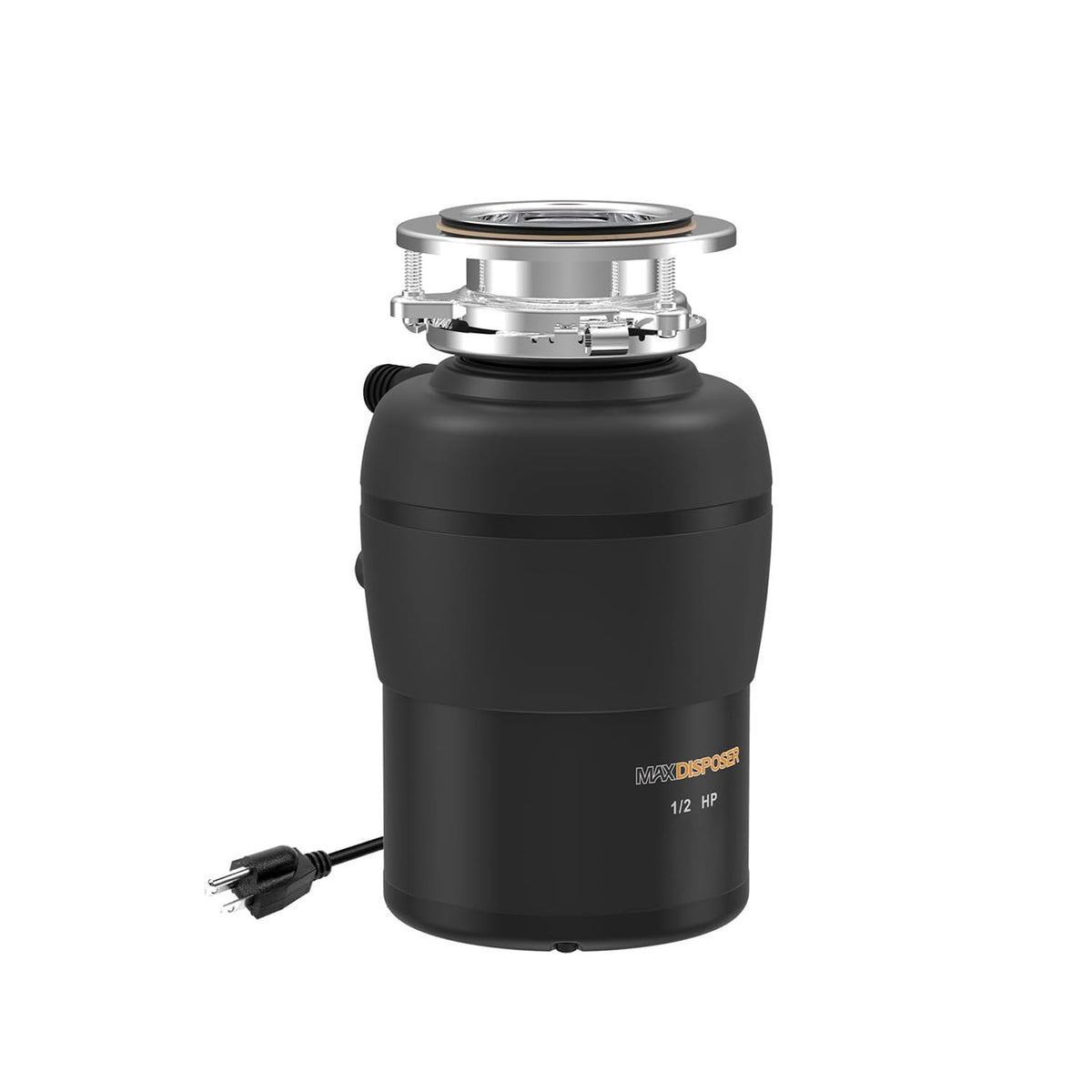 MAX DISPOSER MAX-3 front view highlights compact footprint for small kitchens.