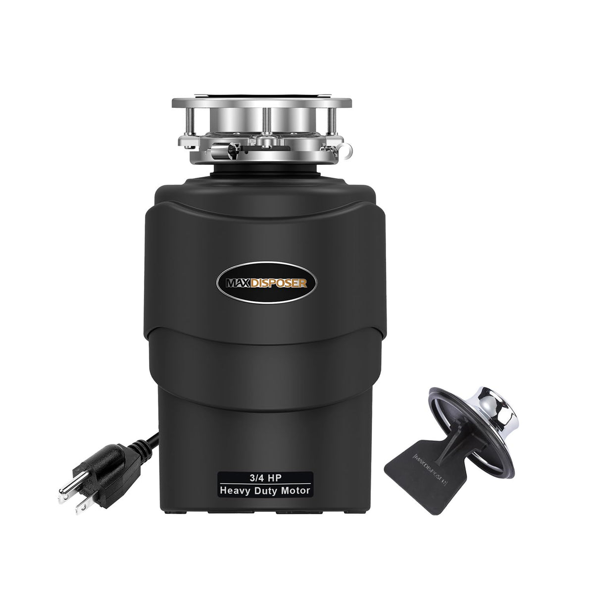 MAX DISPOSER under-sink installation shows easy plug-and-play setup