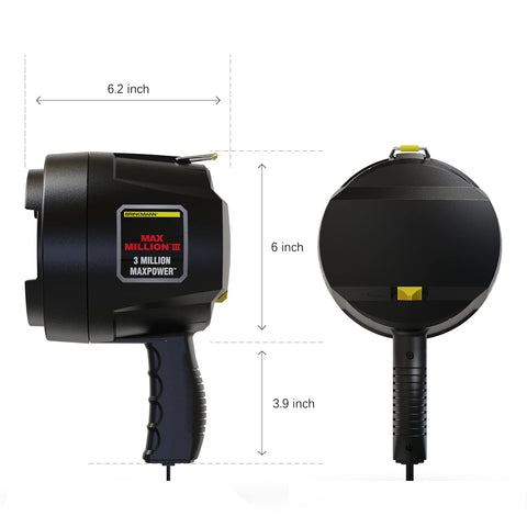 Max Million III slide switch on for quick handheld lighting