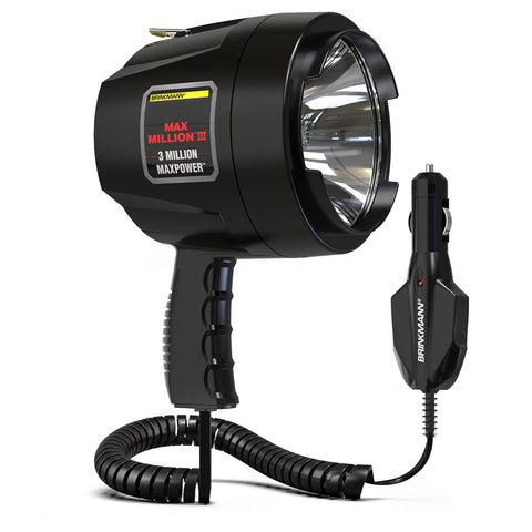 Max Million III spotlight outdoors showing beam for campsite visibility