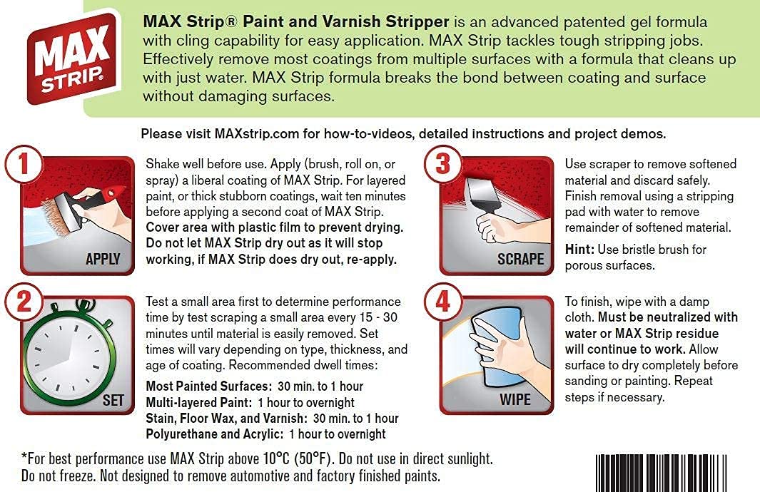 Max Strip bottle label clearly communicates safety and usage instructions